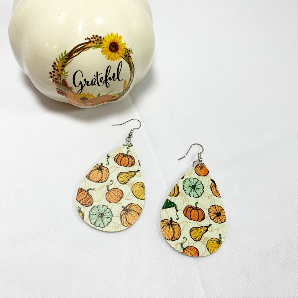 🍁2/$10 Fall Faux Leather Earrings
